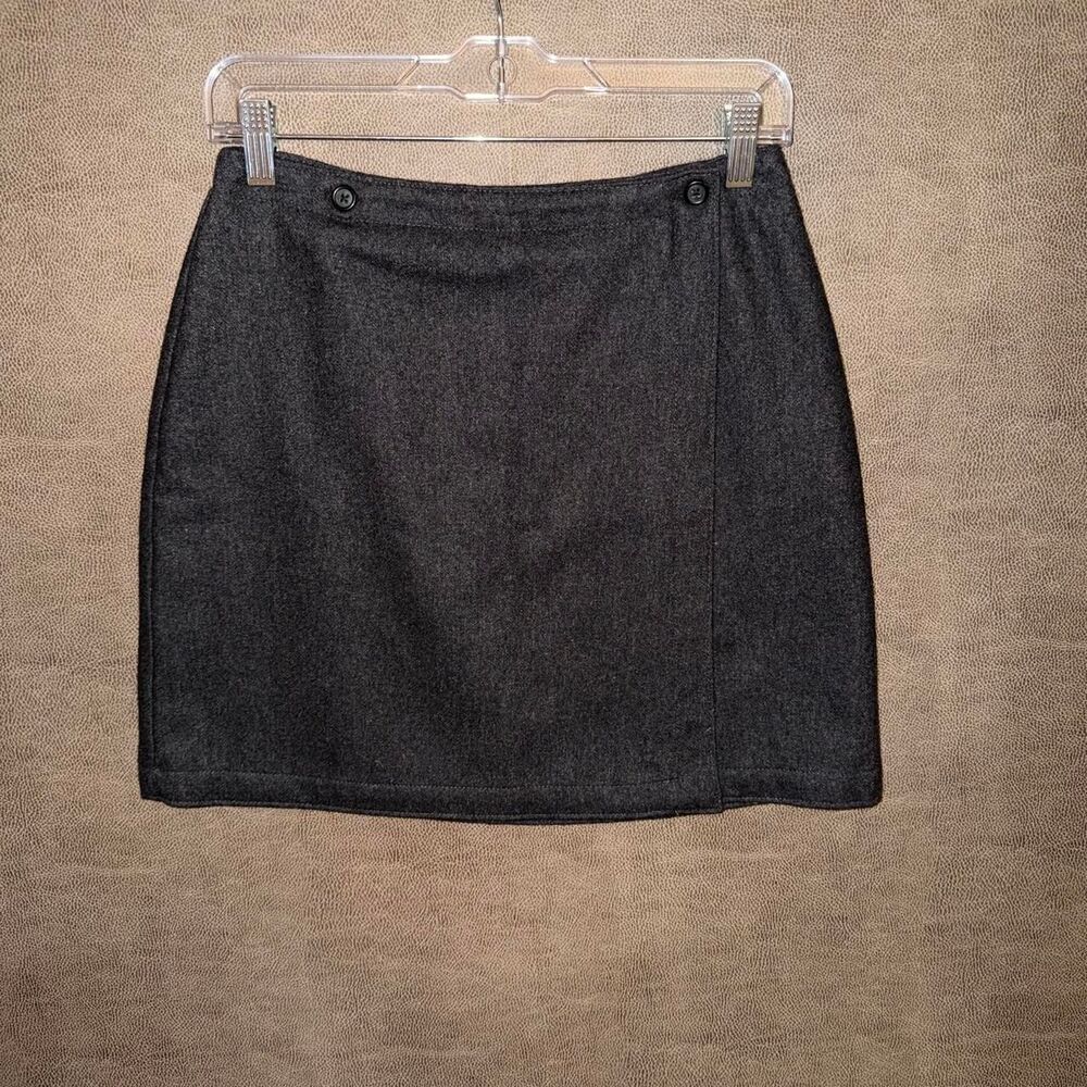 GAP Gray wool mini skirt with button detail